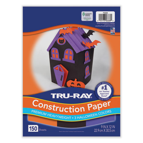 Image of Pacon® Tru-Ray Construction Paper, 70 lb Text Weight, 9 x 12, Assorted Halloween Colors, 150/Pack