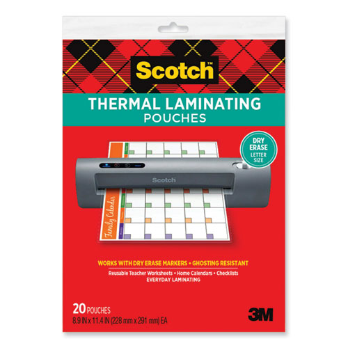 Image of Scotch Laminating Pouches, 3 mil, 8.9 x 11.4, Clear, 20/Pack