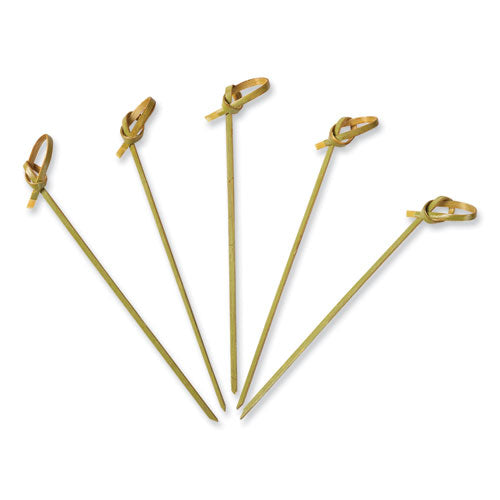 Image of AmerCareRoyal® Knotted Bamboo Pick, Paper, 4.5", Natural, 100/Pack, 10 Packs/Carton
