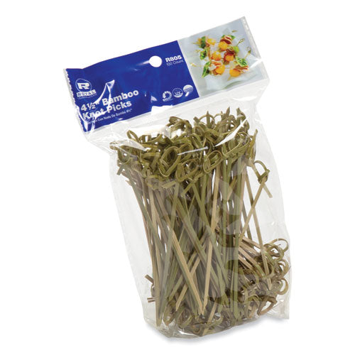Image of AmerCareRoyal® Knotted Bamboo Pick, Paper, 4.5", Natural, 100/Pack, 10 Packs/Carton