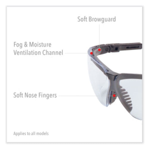 Image of Honeywell Uvex Genesis Safety Eyewear, Black Nylon Frame, Clear Polycarbonate Lens