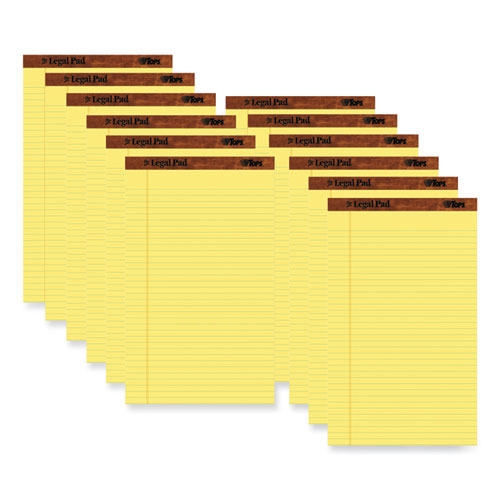 Image of TOPS The Legal Pad Plus Ruled Perforated Pads, 40 pt. Back, Wide/Legal Rule, 50 Canary-Yellow 8.5 x 14 Sheets, Dozen