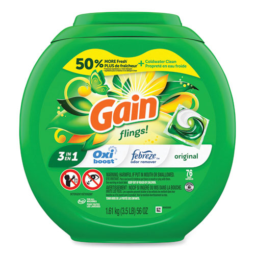 Image of Gain® Flings Detergent Pods, Original, 76 Pods/Tub