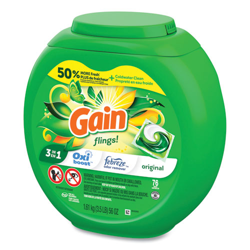 Image of Gain® Flings Detergent Pods, Original, 76 Pods/Tub