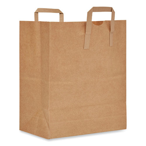 Image of AJM Packaging Corporation Handle Bag, #1/6 BBL Size, Natural Kraft Flat Handles, 12" x 7" x 17", Brown, 300/Bundle