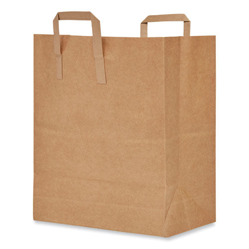 Image of AJM Packaging Corporation Handle Bag, #1/6 BBL Size, Natural Kraft Flat Handles, 12" x 7" x 17", Brown, 300/Bundle