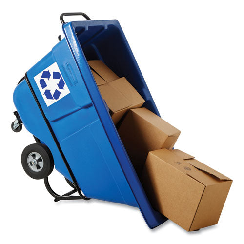 Image of Rubbermaid® Commercial BRUTE Rotomolded Recycling Tilt Truck, 1 cu yd, 1,250 lb Capacity, Plastic/Steel Frame, Blue