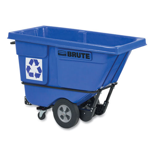 Image of Rubbermaid® Commercial BRUTE Rotomolded Recycling Tilt Truck, 1 cu yd, 1,250 lb Capacity, Plastic/Steel Frame, Blue
