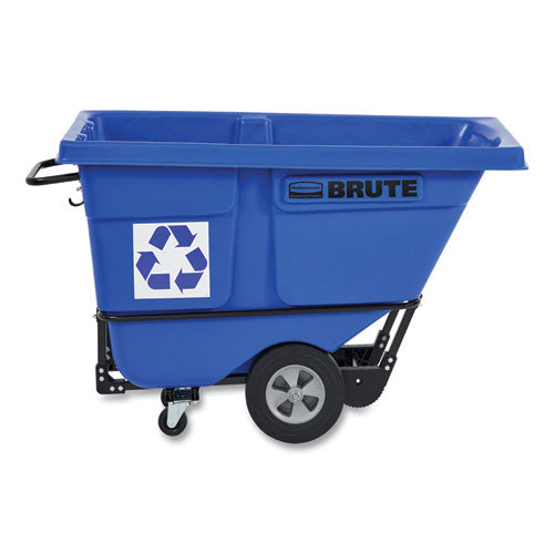 Image of Rubbermaid® Commercial BRUTE Rotomolded Recycling Tilt Truck, 1 cu yd, 1,250 lb Capacity, Plastic/Steel Frame, Blue