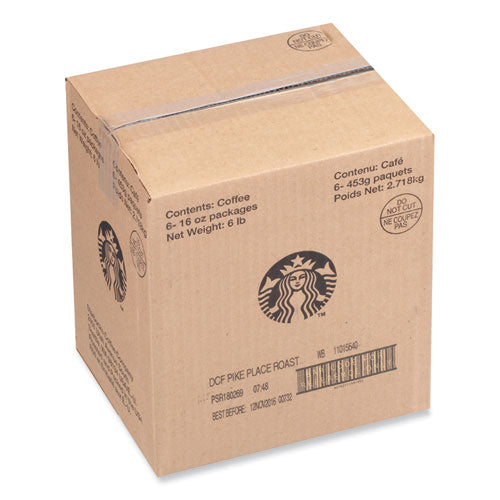 Image of Starbucks® Whole Bean Coffee, Decaffeinated, Pike Place, 1 lb, Bag