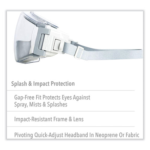 Image of Honeywell Uvex Stealth Safety Goggles, Clear HydroShield Anti-Fog/Anti-Scratch Lens, Clear/Gray Frame