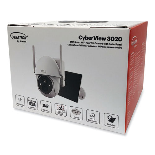 Image of Gyration® Cyberview 3020 3MP Smart WiFi Pan/Tilt Camera with Solar Panel, 2304 x 1296 Pixels