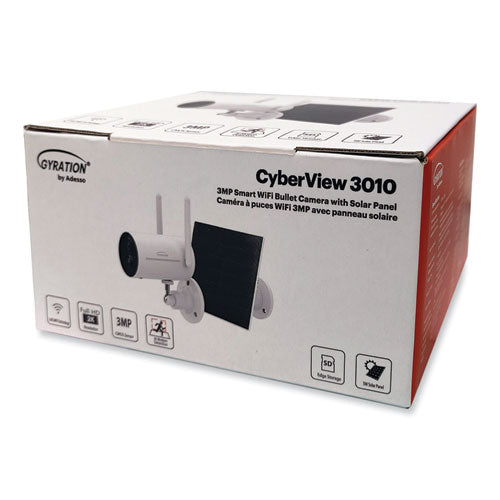 Image of Gyration® Cyberview 3010 3MP Smart Wifi Bullet Camera with Solar Panel, 2304 x 1296 Pixels
