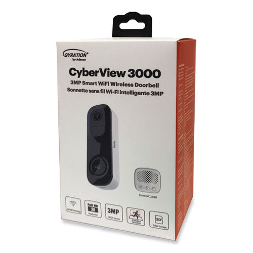 Image of Gyration® Cyberview 3000 3MP WiFi Wireless Doorbell Camera, 2048 x 1536 Pixels