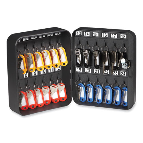 Image of Honeywell 24-Slot Key Box, 6.3 x 2.9 x 7.8, Steel, Black