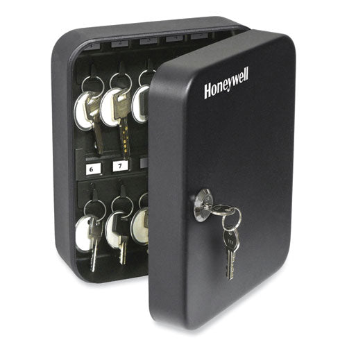 Image of Honeywell 24-Slot Key Box, 6.3 x 2.9 x 7.8, Steel, Black