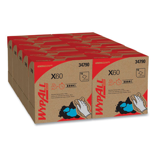 Image of WypAll® General Clean X60 Cloths, POP-UP Box, 8.34 x 16.8, White, 118/Box, 10 Boxes/Carton