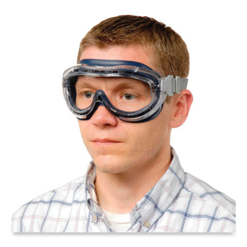Image of Honeywell Uvex Flex Seal OTG Goggles, Clear HydroShield Anti-Fog/Anti-Scratch Lens, Clear/Navy/Gray Frame