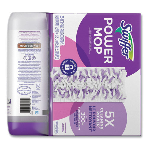 Image of Swiffer® PowerMop Cleaning Solution and Pads Refill Pack, Lavender, 25.3 oz Bottle and 5 Pads per Pack, 4 Packs/Carton