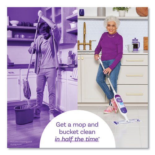 Image of Swiffer® PowerMop Cleaning Solution and Pads Refill Pack, Lavender, 25.3 oz Bottle and 5 Pads per Pack, 4 Packs/Carton
