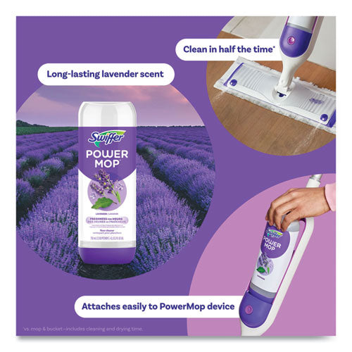 Image of Swiffer® PowerMop Cleaning Solution and Pads Refill Pack, Lavender, 25.3 oz Bottle and 5 Pads per Pack, 4 Packs/Carton