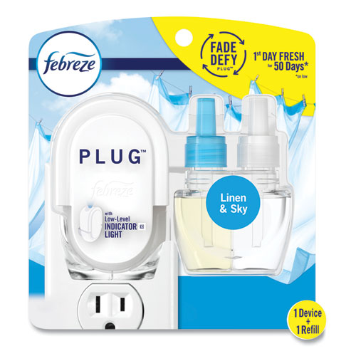 Image of Febreze® PLUG Air Freshener Warmer Start Kit, 6.54 x 2.99 x 5.98, Clear/White, 4/Carton