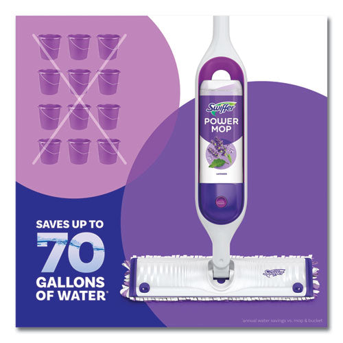 Image of Swiffer® PowerMop Cleaning Solution and Pads Refill Pack, Lavender, 25.3 oz Bottle and 5 Pads per Pack, 4 Packs/Carton
