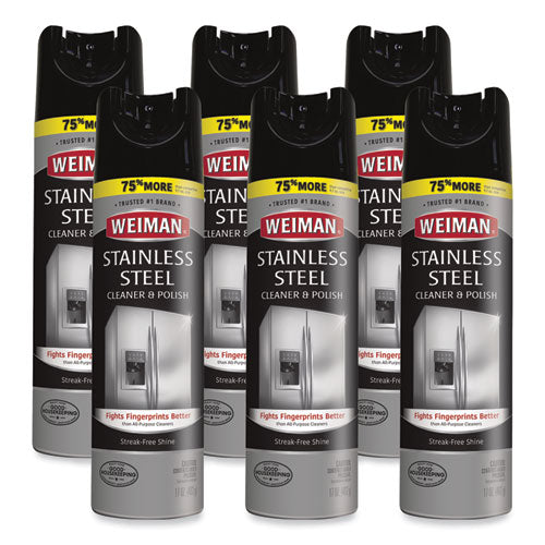Image of WEIMAN® Stainless Steel Cleaner And Polish, 17 Oz Aerosol, 6/carton