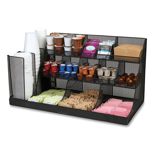 Image of Mind Reader Network Collection 14-Compartment Coffee Cup and Condiment Countertop Organizer, 11.61 x 23.9 x 12.76, Black