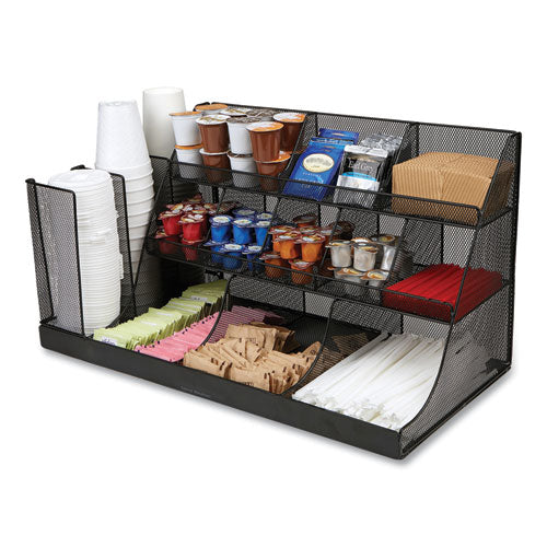 Image of Mind Reader Network Collection 14-Compartment Coffee Cup and Condiment Countertop Organizer, 11.61 x 23.9 x 12.76, Black