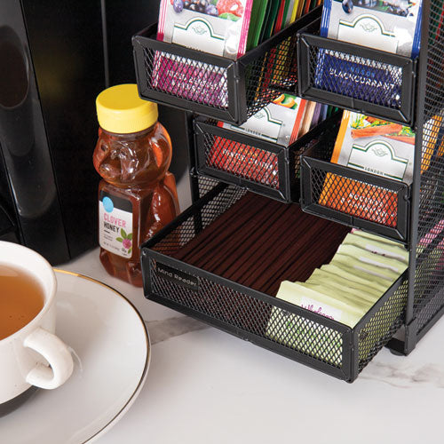 Image of Mind Reader Network Collection 5-Compartment Tea Countertop Organizer, 6.75 x 7 x 10, Black