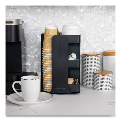 Image of Mind Reader Anchor Collection 8-Compartment Coffee Cup, Lid, and Condiment Carousel Countertop Organizer, 8 x 8 x 12, Black