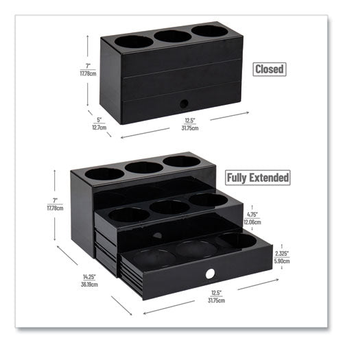 Image of Mind Reader Mind Reader Foundation Collection 9-Compartment Nested Syrup Countertop Bottle Organizer, 12.5 x 5 x 7, Black