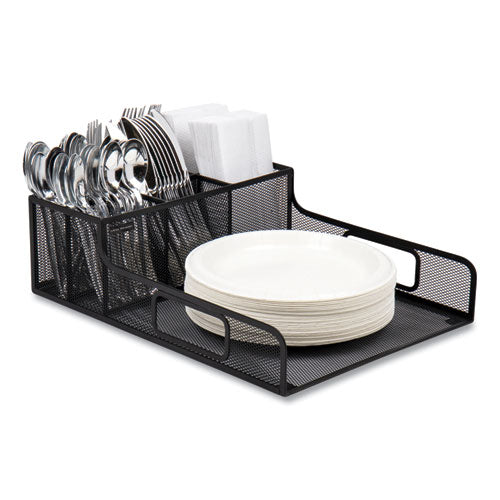 Image of Mind Reader Network Collection Utensil, Napkin and Plate Countertop Organizer, 11.5 x 14.75 x 5.5, Metal, Black