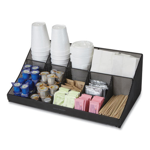 Image of Mind Reader Network Collection 11-Compartment Coffee Cup and Condiment Countertop Organizer, 9.5 x 17.88 x 6.63, Black