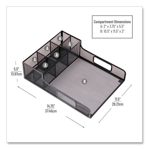 Image of Mind Reader Network Collection Utensil, Napkin and Plate Countertop Organizer, 11.5 x 14.75 x 5.5, Metal, Black
