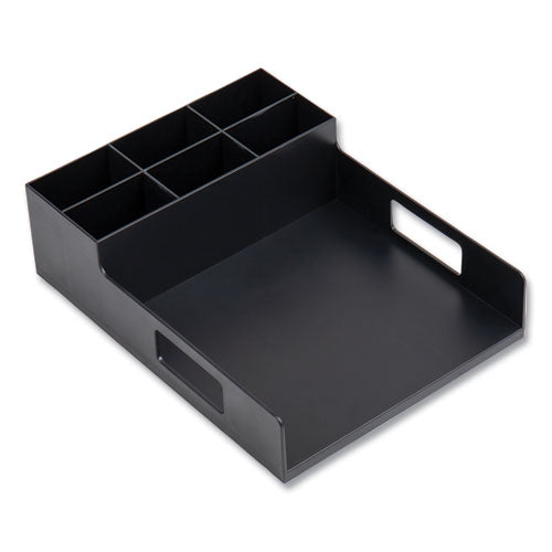 Image of Mind Reader Network Collection Utensil, Napkin and Plate Countertop Organizer, 15.2 x 11.5 x 4.45, Plastic, Black