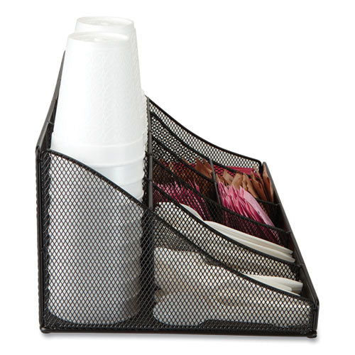 Image of Mind Reader Network Collection 11-Compartment Coffee Cup and Condiment Countertop Organizer, 9.5 x 17.88 x 6.63, Black