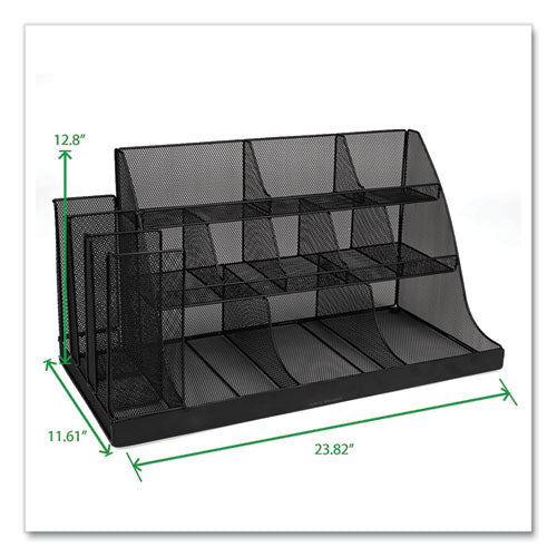 Image of Mind Reader Network Collection 14-Compartment Coffee Cup and Condiment Countertop Organizer, 11.61 x 23.9 x 12.76, Black