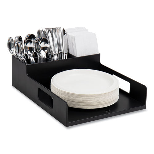 Image of Mind Reader Network Collection Utensil, Napkin and Plate Countertop Organizer, 15.2 x 11.5 x 4.45, Plastic, Black