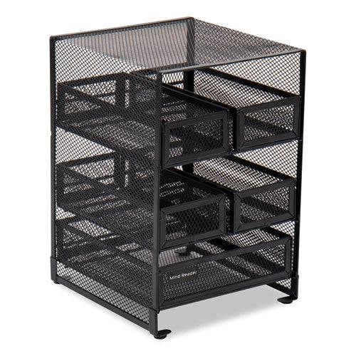 Image of Mind Reader Network Collection 5-Compartment Tea Countertop Organizer, 6.75 x 7 x 10, Black
