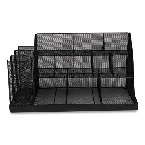 Image of Mind Reader Network Collection 14-Compartment Coffee Cup and Condiment Countertop Organizer, 11.61 x 23.9 x 12.76, Black