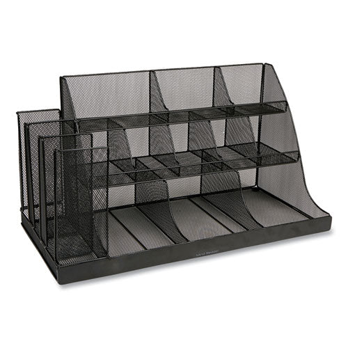 Image of Mind Reader Network Collection 14-Compartment Coffee Cup and Condiment Countertop Organizer, 11.61 x 23.9 x 12.76, Black