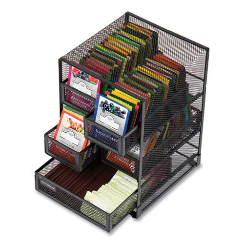 Image of Mind Reader Network Collection 5-Compartment Tea Countertop Organizer, 6.75 x 7 x 10, Black