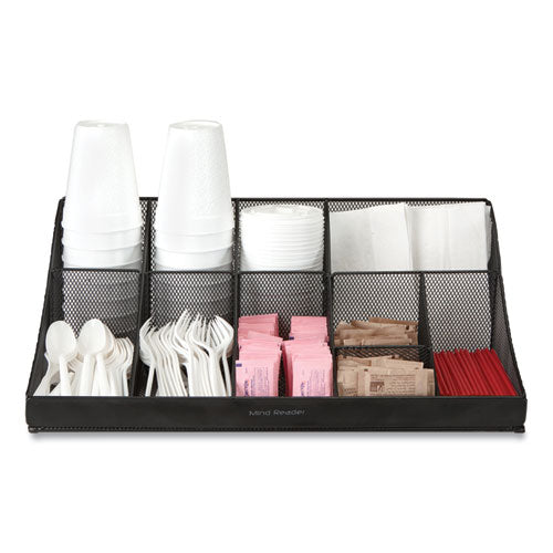 Image of Mind Reader Network Collection 11-Compartment Coffee Cup and Condiment Countertop Organizer, 9.5 x 17.88 x 6.63, Black