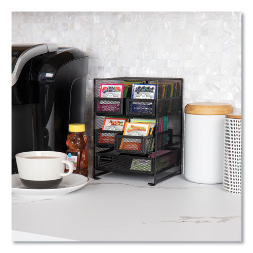 Image of Mind Reader Network Collection 5-Compartment Tea Countertop Organizer, 6.75 x 7 x 10, Black