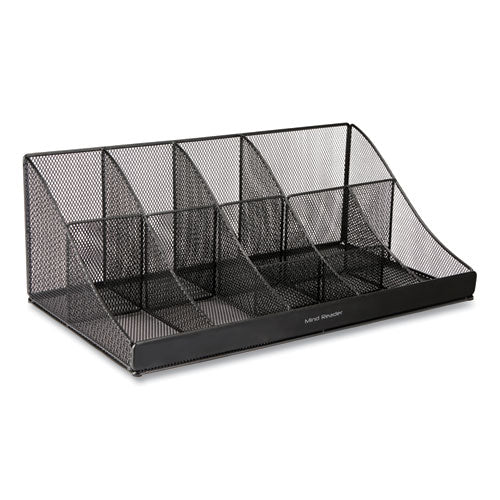 Image of Mind Reader Network Collection 11-Compartment Coffee Cup and Condiment Countertop Organizer, 9.5 x 17.88 x 6.63, Black