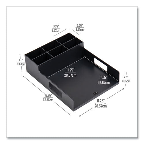 Image of Mind Reader Network Collection Utensil, Napkin and Plate Countertop Organizer, 15.2 x 11.5 x 4.45, Plastic, Black