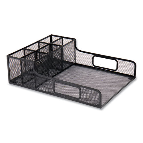 Image of Mind Reader Network Collection Utensil, Napkin and Plate Countertop Organizer, 11.5 x 14.75 x 5.5, Metal, Black