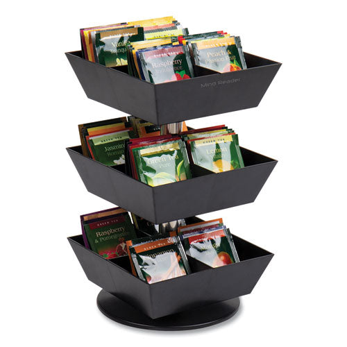 Image of Mind Reader Anchor Collection 3-Tier 12-Compartment Tea and Condiment Carousel Countertop Organizer, 6.75 x 6.75 x 11.5, Black